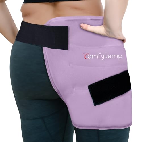 Image of Comfytemp Hip Ice Pack Wrap for Sciatica Pain Relief, Hip Replacement After Surgery, Reusable Gel Ice Pack for Injuries, Hot Cold Compress Recovery Items Physical Therapy Men Women, Purple (L /XL /2XL)