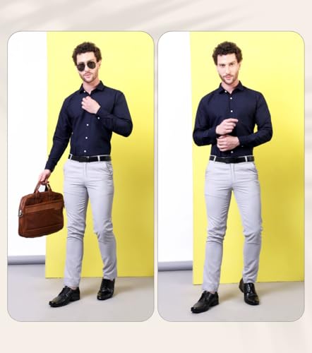Image of CONTRARY Men's Pure Cotton Solid Stylish Casual & Formal Wear Shirt | Stylish Regular Fit Full Sleeve Comfortable Office Party Trendy Shirt - Multi Color