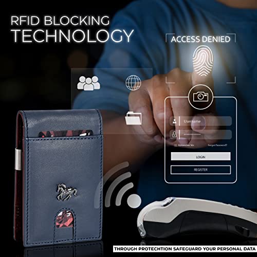 Estalon Real Leather Bifold Wallet For Men-Rfid Slim Bi Fold Wallets Front Pocket Minimalist Billfold Credit 9 Card Holder Id Window #TOP2