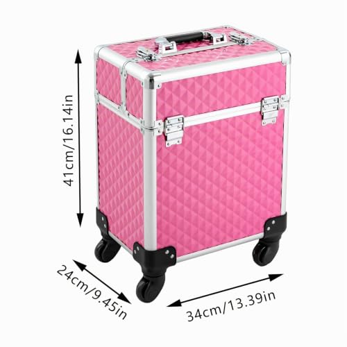 Donened Coffret à cosmétiques Trolley, 34 * 24 * 41 cm Voyage Friseurkoffer Grand coffret à maquillage pour visagistes, coiffeurs, esthéticiennes, etc. (Couleur pêche) – vue 2
