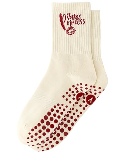 Image of Yawlsow Pilates Grip Socks for Women Yoga Grippy Socks Cute Barre Non Skid Athletic Crew Sticky Sock Workout Hospital