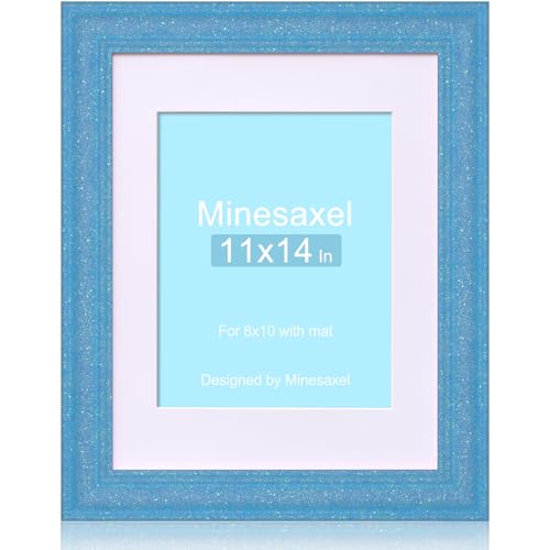 Minesaxel 11x14 Glitter Picture Frame with Mat for 8x10, HD