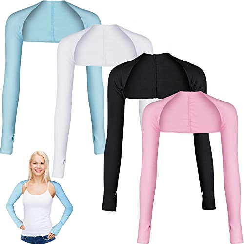 Blulu 4 Pairs Cooling Shawl Arm Sleeves Sun Protection For Women Men With Finger Hole For Golfing, Driving, Riding, Fishing (Pink, White, Blue, Black) #TOP25