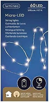 Lumineo 10 Ft Warm White Micro LED String Light Set on Silver Wire