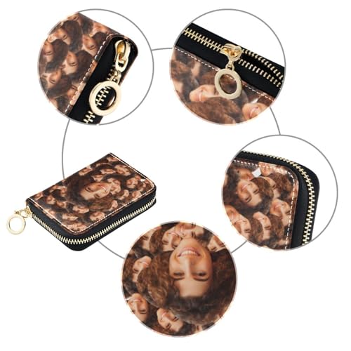 Women's Credit Card Holder Wallet Leather Zipper Card Case for Ladies Girls Custom24