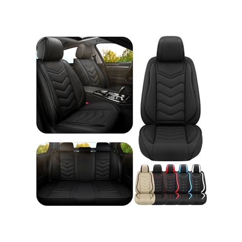 Image of ADERN Car Seat Covers for Jeep Wrangler 2000-2025, Premium Nappa Leather Car Seat Cover, Stylish Sport Seat Covers， Automobile Seat Cover Sets.(Standard 5 Seats /Pure Black)