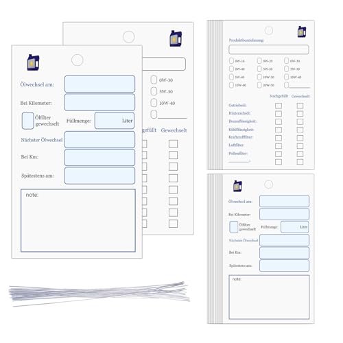 Etiqueta de Cambio de Aceite,Etiqueta de Cambio de Aceite,Etiquetas Recordatorias para Revisión del Coche,con 50 Piezas de Hilo de 30 cm,Mantenimiento del Coche