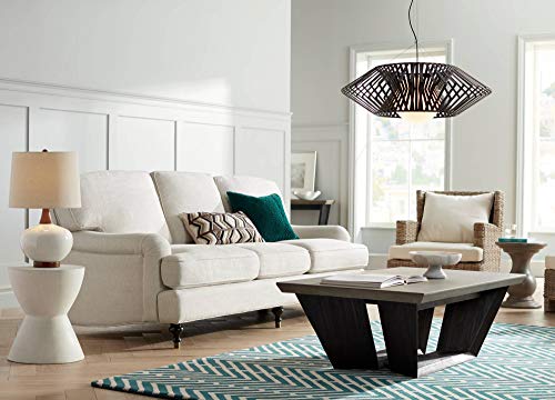 360 Lighting Brice Mid Century Modern Accent Table Lamp 23" High Ivory Ceramic Wood Neck Off White Tapered Drum Shade For Bedroom Living Room House Home Bedside Nightstand Office Family #TOP7