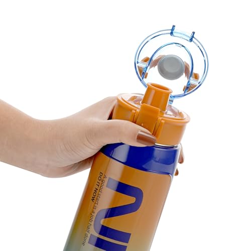 Image of Nayasa Plastic Turbo 600 ml BPA Free | Leak Proof | Push Button Cap Water Bottle for School, College & Office | Dark Blue