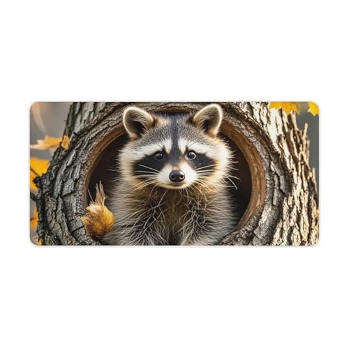 Desk Pad Protector 24x12 Inch Extended Raccoon Tree Hole miniatura 5