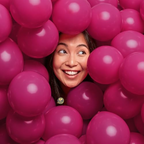Image of AFTERLOON Biodegradable Natural Rubber Latex Mini Balloons 50 pcs Fuchsia 5 Inch, Plastic-Free Alternative Matte Color Durable Thickened Extra Strong Helium Float, Garland Arch Wedding Decor