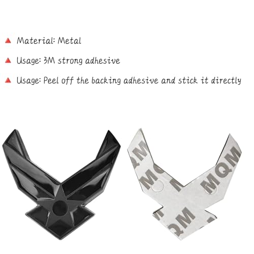 Image of 2 Pcs 3D Advanced Metal United States Air Force Wing car Emblem Logo Badge Door Rear Trunk Fender Decal Sticker SUV Pickup Sedan (Black)