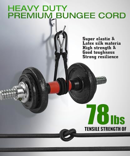Bungee Cords with Hooks – 4 Pack 24\" Heavy Duty Bungee Straps with Carabiner + 4 Ball Bungee Cords 8\", for Kayak, Paddle Board, Truck, Camping, Garage,Camping Accessories – Max Load 78 lbs