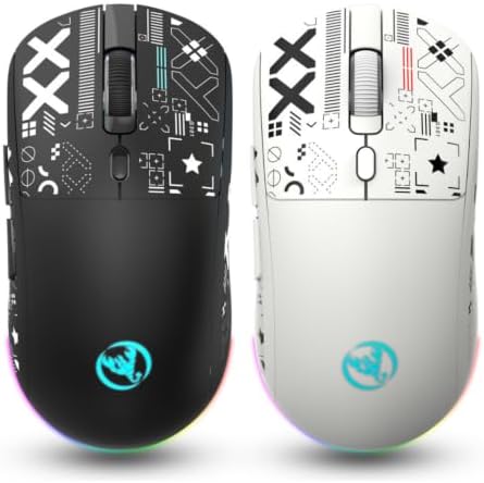 TukeSM Three-Mode Wired 2.4G Bluetooth Wireless Mouse RGB Luminous 650MAH Wireless Game Mouse (White3-mode Silent Wireless Gaming Mouse) - 1