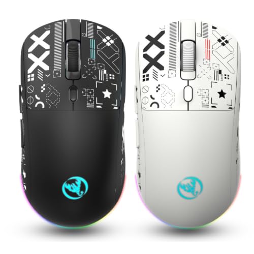 TukeSM Three-Mode Wired 2.4G Bluetooth Wireless Mouse RGB Luminous 650MAH Wireless Game Mouse (White3-mode Silent Wireless Gaming Mouse)