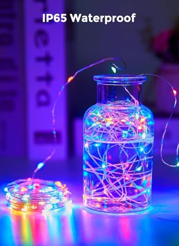 Image of DARKIS Solar Fairy String Light Outdoor 39 Ft 100 LED | Copper Wire Solar Lights with Inbuilt Rechargeable Battery IP65 Waterproof 8 Modes for Garden Yard Diwali Home Decor (Multicolor)