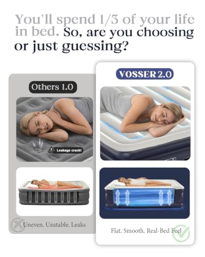 Image of VOSSER California King Air Mattress with Built in Pump Raised