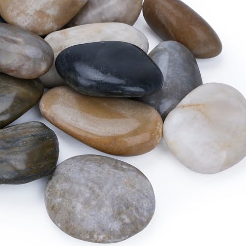 Image of Pulovin 40 lbs River Rocks for Landscaping, Plants, 3-4 Inch Polished Rocks | Decorative Garden Rocks Outdoor Landscaping, Large Polished Natural Stone for Walkways, Yard, Vases, Crafts