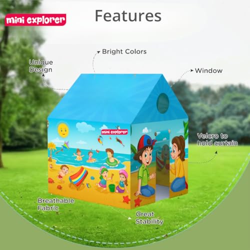 Image of Mini Explorer Summer Camp Themed Play Tent House for Kids Toys for 2 3 5 6 to 8 Years Old Girls Boys|Water Repellent Big Size