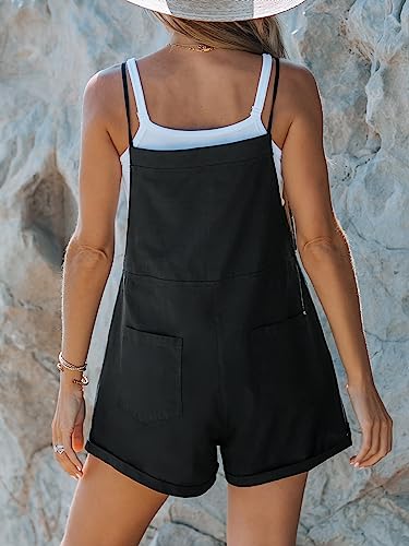Cupshe Women's Cotton Drawstring Waist Short Overalls Sleeveless Jumpsuit Wide Leg Outfit Casual Summer,S #TOP1