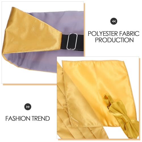 Set formal para hombre con corbatín, fajín y pañuelo dorado miniatura 3