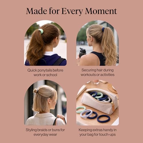 Kitsch Seamless Hair Ties No Damage - Garden Bouquet, 8pcs | Stretchable Hair Bands, Strong All-Day Hold Hair, Rubber Bands For Hair, Ponytail Holders | Hair Accessories for Everyday Use - image 8