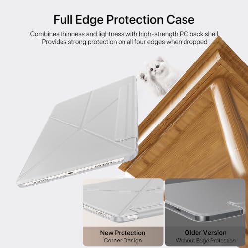 Image of for iPad Pro 11 Inch Case 2022 /2021 /2020, Magnetic Slim Foldable Multi-Angle Folio Case with PU Leather, Auto Wake /Sleep & Hidden Pencil Holder (Grey, iPad Pro 11 in 2020 /2021 /2022)