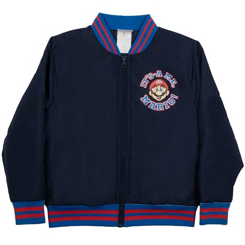 Image of Nintendo Super Mario Bros Boys Bomber Jacket, Zip-Up Varsity Jacket for Kids and Toddlers