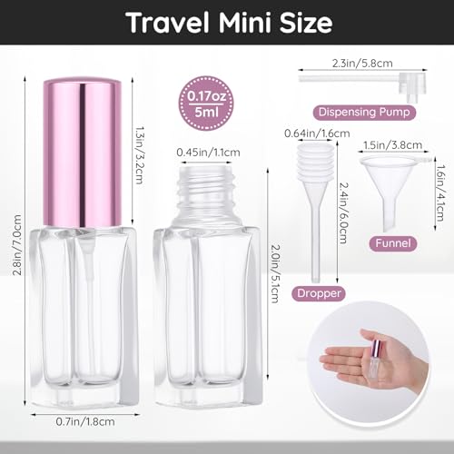 Segbeauty 40pcs 0.17oz Perfume Travel Refillable Bottle, Mini Glass Perfume Atomizer, 5ml Bulk Travel Cologne Sprayer with Refill Kit, Refill Cologne Bottles Empty, Small Fine Mist Spray Bottle2