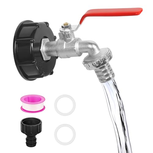 IBC - Rubinetto per serbatoio dell'acqua piovana da 3/4 pollici, con adattatore per tubo da giardino, accessorio per serbatoio dell'acqua da 1000 l, con adattatore per tubo da giardino, accessorio per