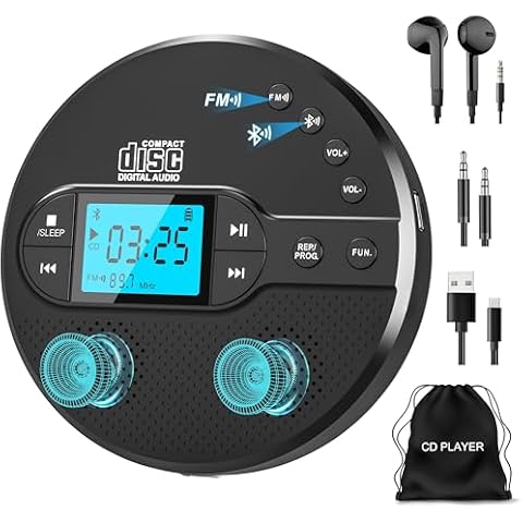 Greadio 2025 Bluetooth Portable CD Player Cover
