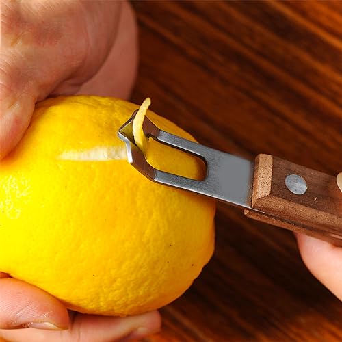 AddLotLot 3 PCS Cocktail Channel Carving Knife Walnut Wood Handle Fruit and Vegetable Carving Tool V-Shaped Stainless Steel Blade, Garnish Citrus Zester for Decorating Cocktails, Desserts, and Salads - Thumbnail 6