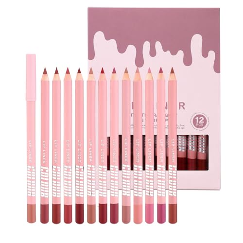 Delineador de labios rojo | 12 colores duraderos accesorios de maquillaje natural - delineador de labios - para el hogar, viajes, día, fiesta, boda, invierno, otoño, primavera, oficinas, escuela