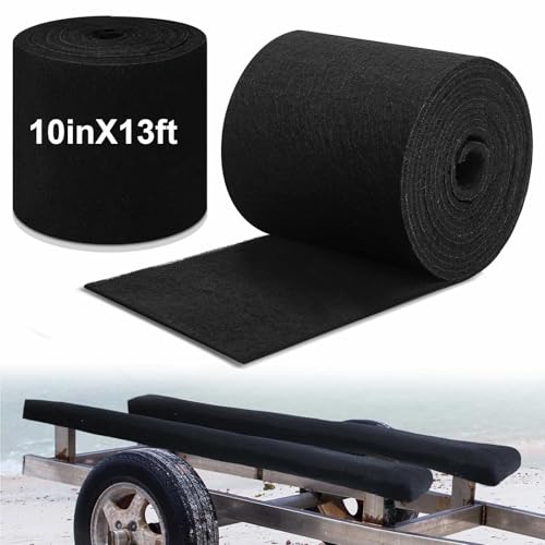 Timgle 10 Inches x 13 ft Boat Trailer Bunk Carpet Heavy Duty Polyester Marine Grade Carpet for Pontoon Trailer Bunk Boards 19oz Boat Padding Guides Accessories Parts Replacement for Outdoor, Black