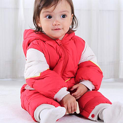 Amosfun Macacão Vermelho de Inverno Macacão para Bebês Com Capuz Quente E Manga Comprida para Bebês