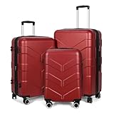 TILYMOL Luggage Sets 3 Piece with Spinner Wheel, Hardside Suitcase Set with TSA Lock, Expandable Travel Luggage for Women, Red