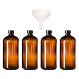 JHKNNK 4 Stück Braune Reagenzflaschen aus Dickem Glas 120 ml mit Kleinem Mund Probenfläschchen für Labor und Schule Inklusive Trichter Zufällige Farbe Zufällige Farbe
