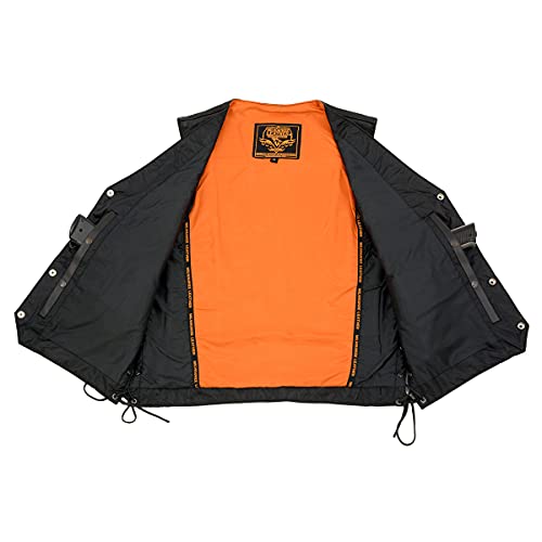 Image of Milwaukee Leather Men's Premium Leather Western Style V-Neck Motorcycle Rider Vest with Front Snap Closure |LKM|ML|SH