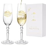 BEKESIN Happy Anniversary Decorations Gifts for Couple. Classical Style Happy Wedding Anniversary Champagne Flutes Glasses for Anniversaries of Any Year, Gifts for Men, Women, Husband, Wife
