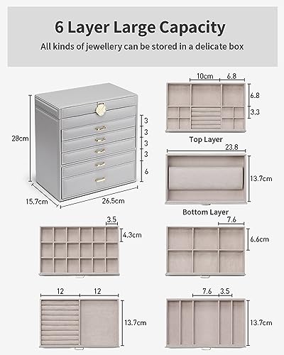 Vlando-6-Tier-Large-Jewelry-Box-for-Women-Large-Jewelry-Organizer-with-Mirror-Jewelry-Box-for-Drawer-Necklace-Ring-Bracelet-and-Watch-Gift-for-Loved-Ones-Grey