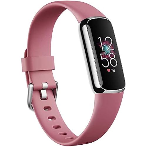 Fitbit Luxe-Fitness and Wellness-Tracker with Stress Management, Sleep-Tracking and 24/7 Heart Rate, Orchid/Platinum Stainless Steel, One Size, S & L Bands Included