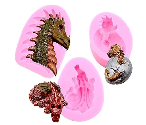 Dragon Molds Silicone, 3D Dragon Epoxy Resin Silicone Mold Set For Fondant Candy Chocolate Sugar Craft, Cake Topper Decorating, Polymer Clay Plaster Diy Craft (Pk) #TOP2
