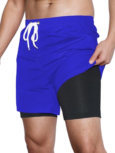Mens Swim Trunks with Compression Liner Quick Dry inch Inseam