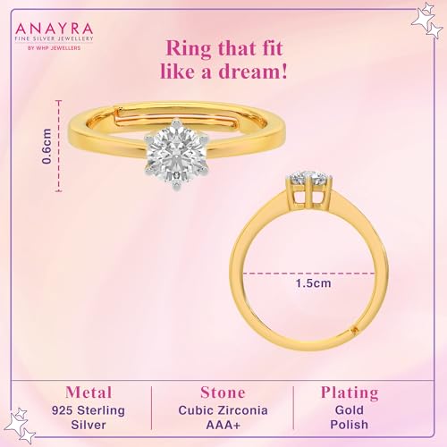 Image of ANAYRA Solus Sterling Silver Ring for Women & Girls, Stylish Anti Tarnish 925 Sterling Silver Jewellery for Women for Daily Use, Hallmark Certified, Valentine Gift for Girlfriend & Wife
