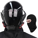 Comebachome Masque punk LED lumière rouge casque punk masque futuriste réglable avec couvre chef cyber pour adultes cosplay, discothèque, fêtes d'anniversaire, figurines