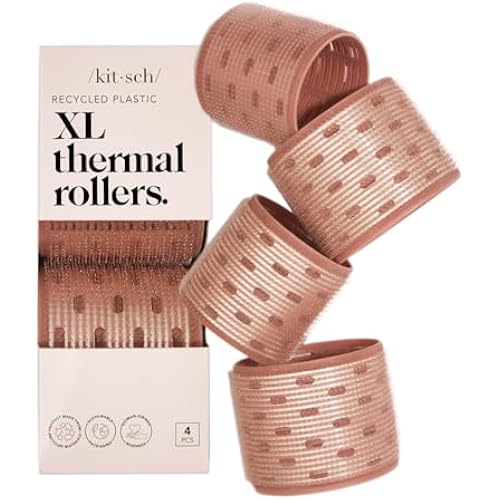 Kitsch Ceramic Hair Rollers for Women - Terracotta, 4 Count (Pack of 1)