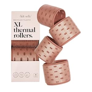 Kitsch XL Ceramic Thermal Rollers – Self Grip Hair Rollers for Blowout Look Long Hair, Medium & Short Hair, Large Hair Rollers for Volume & Curls, Thermal Curlers – Terracotta, 4pcs