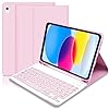 Coque Clavier pour iPad 10Ème Génération, AZERTY Français Étui Clavier Magnétique Bluetooth sans Fil Etui Housse avec Pen Holder pour iPad 10ème Gén 2022 10.9 Pouces -Rosa