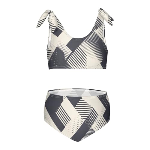 KLL Black and White Stripes Girls' 2 Piecing Bikini Sets Beach Swimsuits Swimwear Cute Shoulder Strap