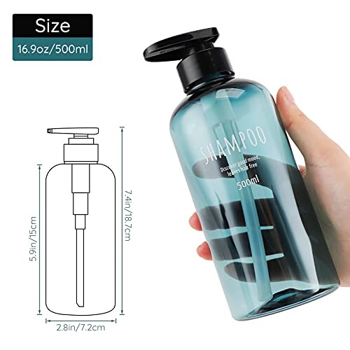 Image of Segbeauty 2-Pack 16.9oz Shower Dispensers, Blue Refillable PET Plastic Bottles for Shampoo, Conditioner, Body Wash, Lotion